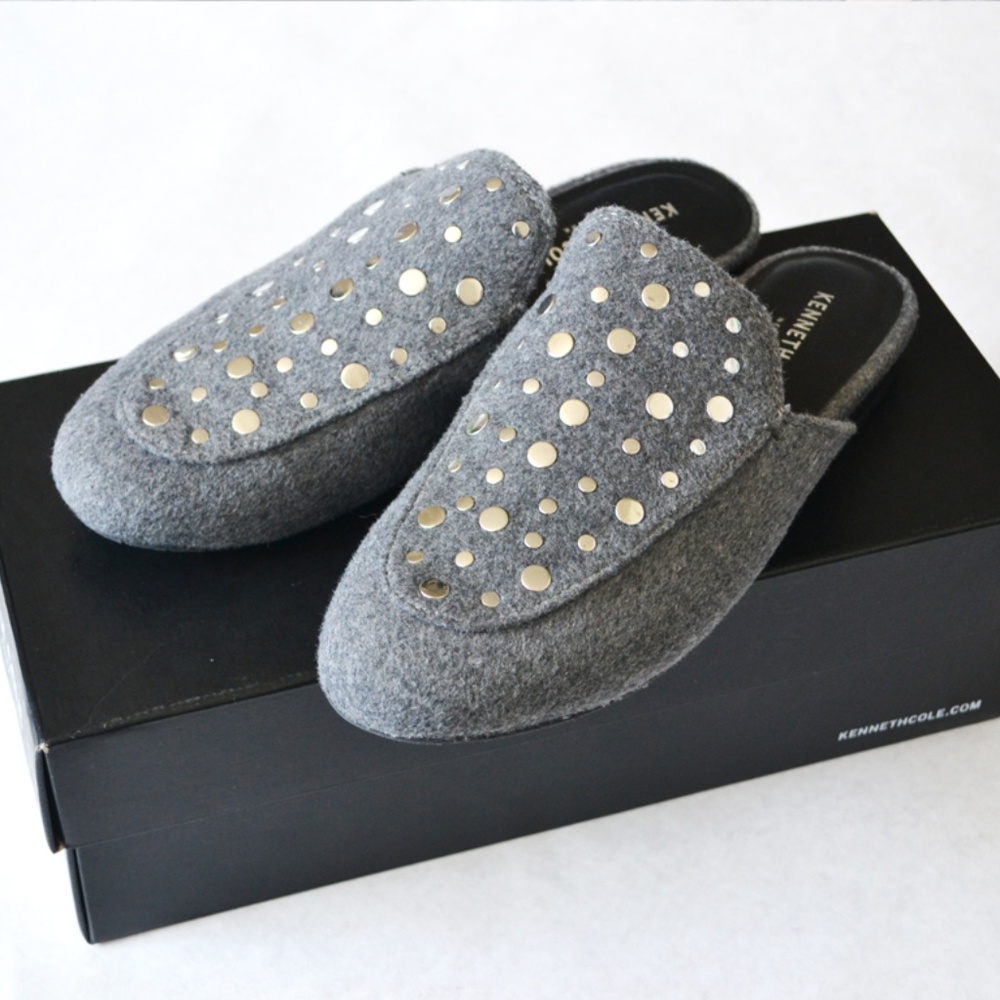 Kenneth Cole Velvet Stud Mules Slip On Shoes Sz 7M